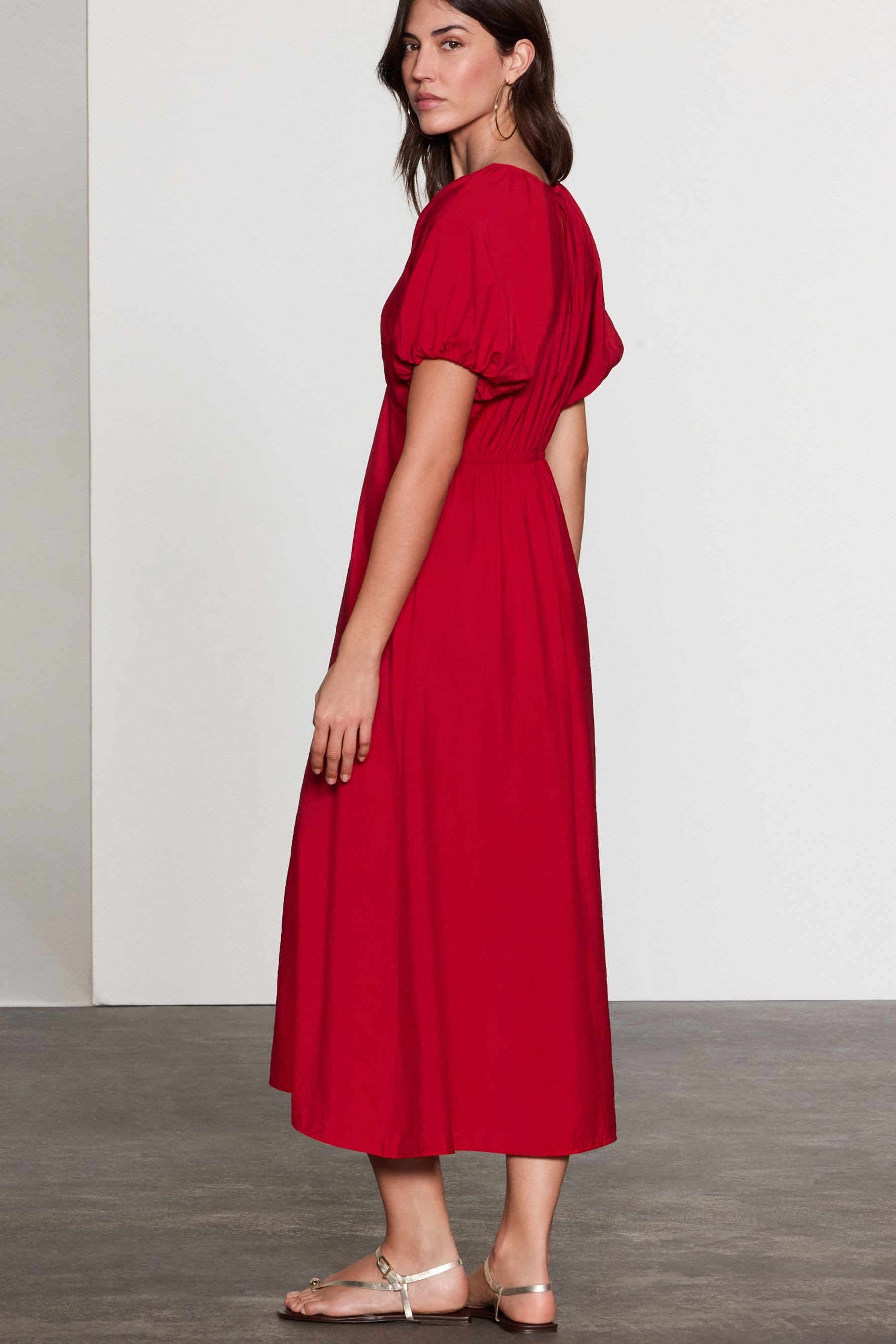 Next Midikleid Bedrucktes Midikleid mit Puffärmeln günstig online kaufen