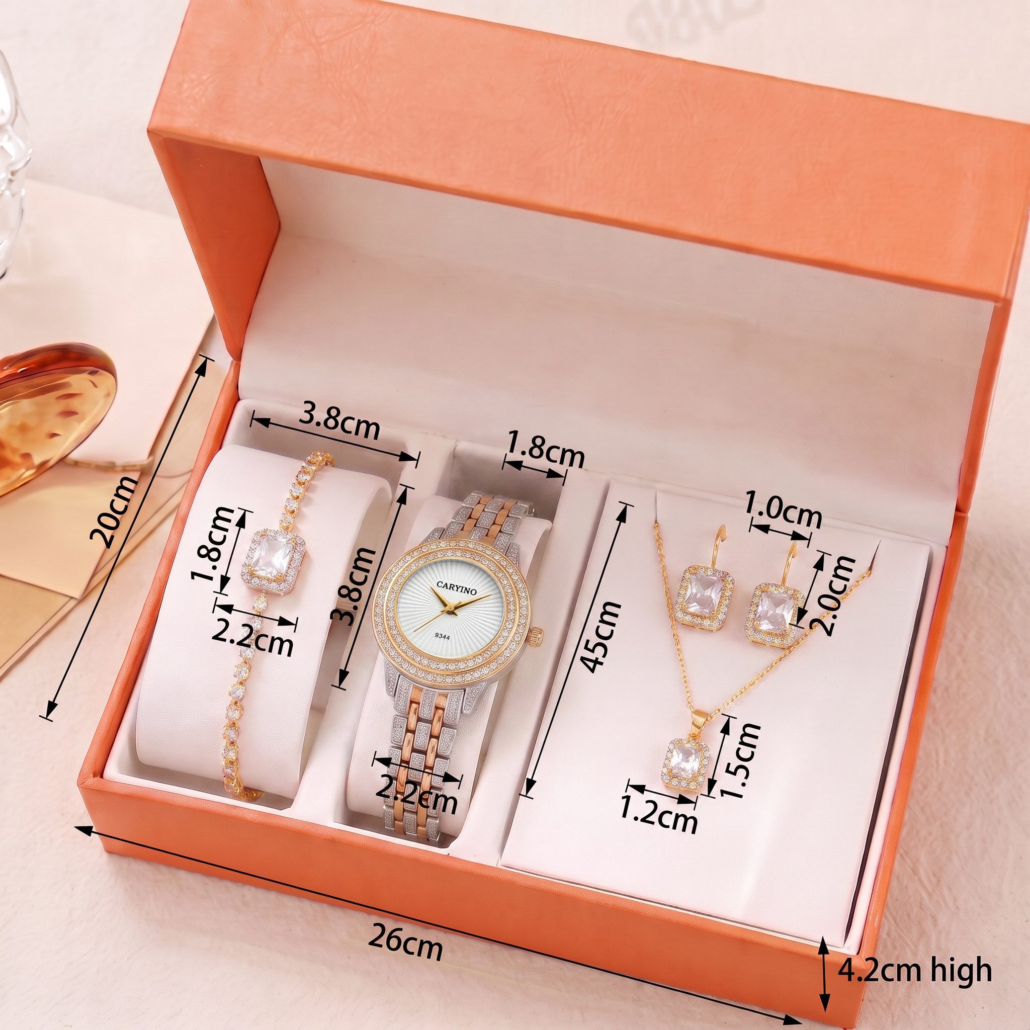 Luckice Quarzuhr Geschenk für Damen,Damen Geschenkset,Weihnachtsgeschenk für Frauen, (Damen Uhr Schmuck Set 4-teilig, Quarz Damenuhr mit Metallarmband, Halskett – Bild 5 von 5