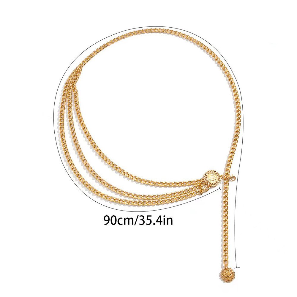Coonoor Taillengürtel Damen Concho Kettengürtel taillenkette Taille Gürtel Verstellbarer Metall Western Cowgirl Gürtel – Bild 2 von 5