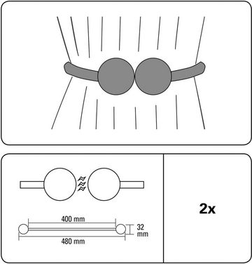 Raffhalter Raffhalter Flex-V mit Magnet, GARDINIA, (2-tlg), vielfältige Anbringungsmöglichkeiten