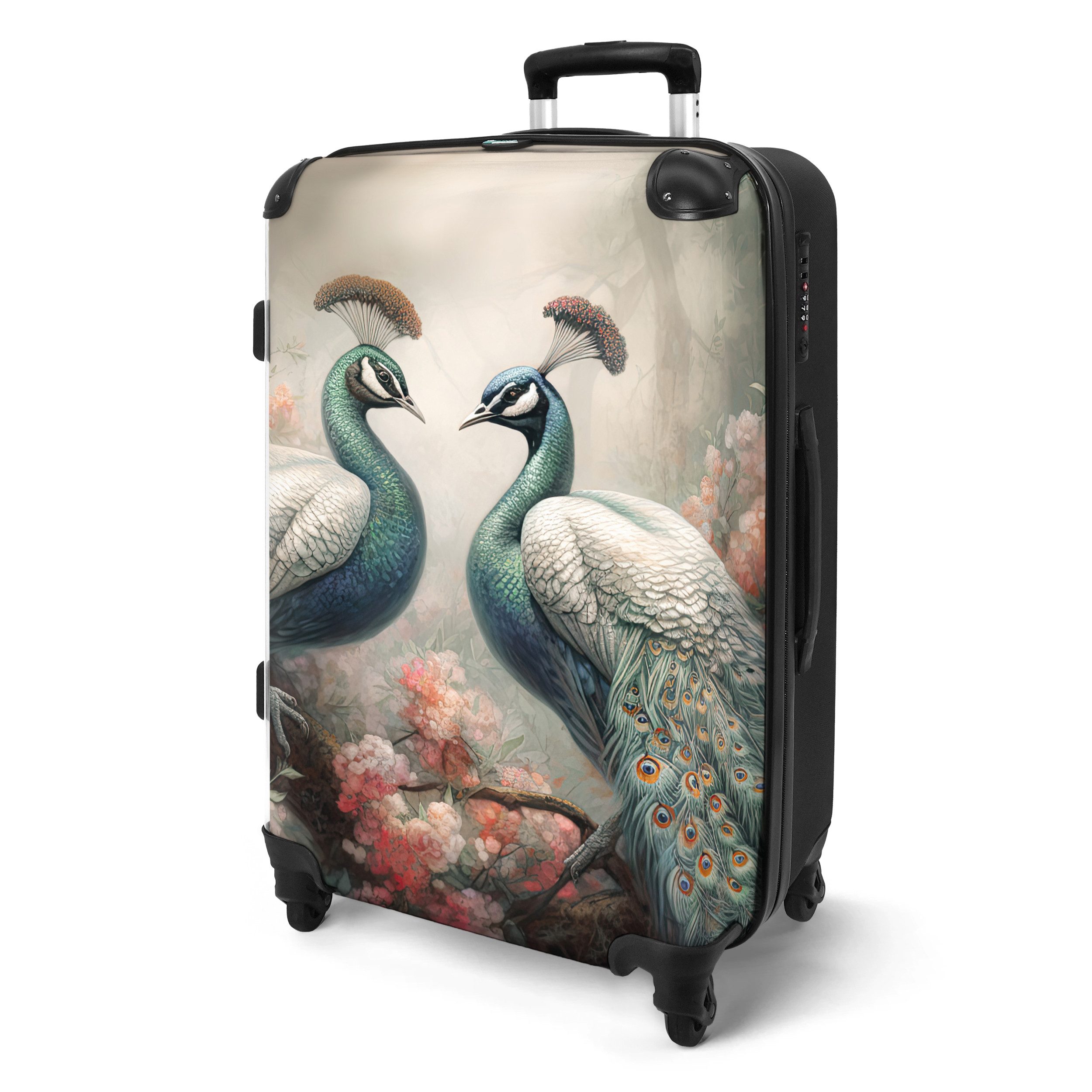NoBoringSuitcases.com© Hartschalen-Trolley Pfaue - Pfauenfedern - günstig online kaufen