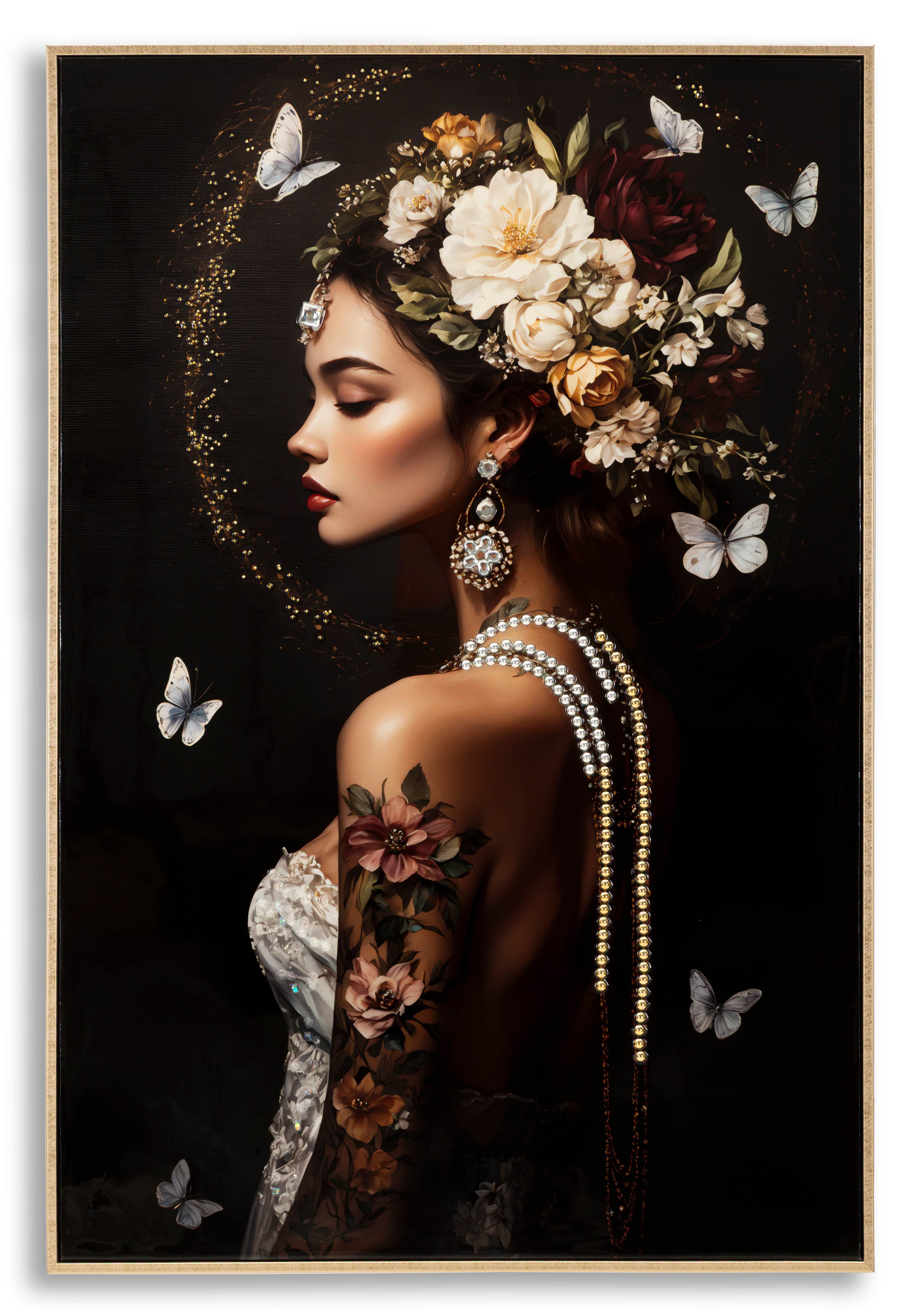 MF Leinwandbild Wandbild Selena Persian Bloom Glamour Frau 92x62cm, (1 St)