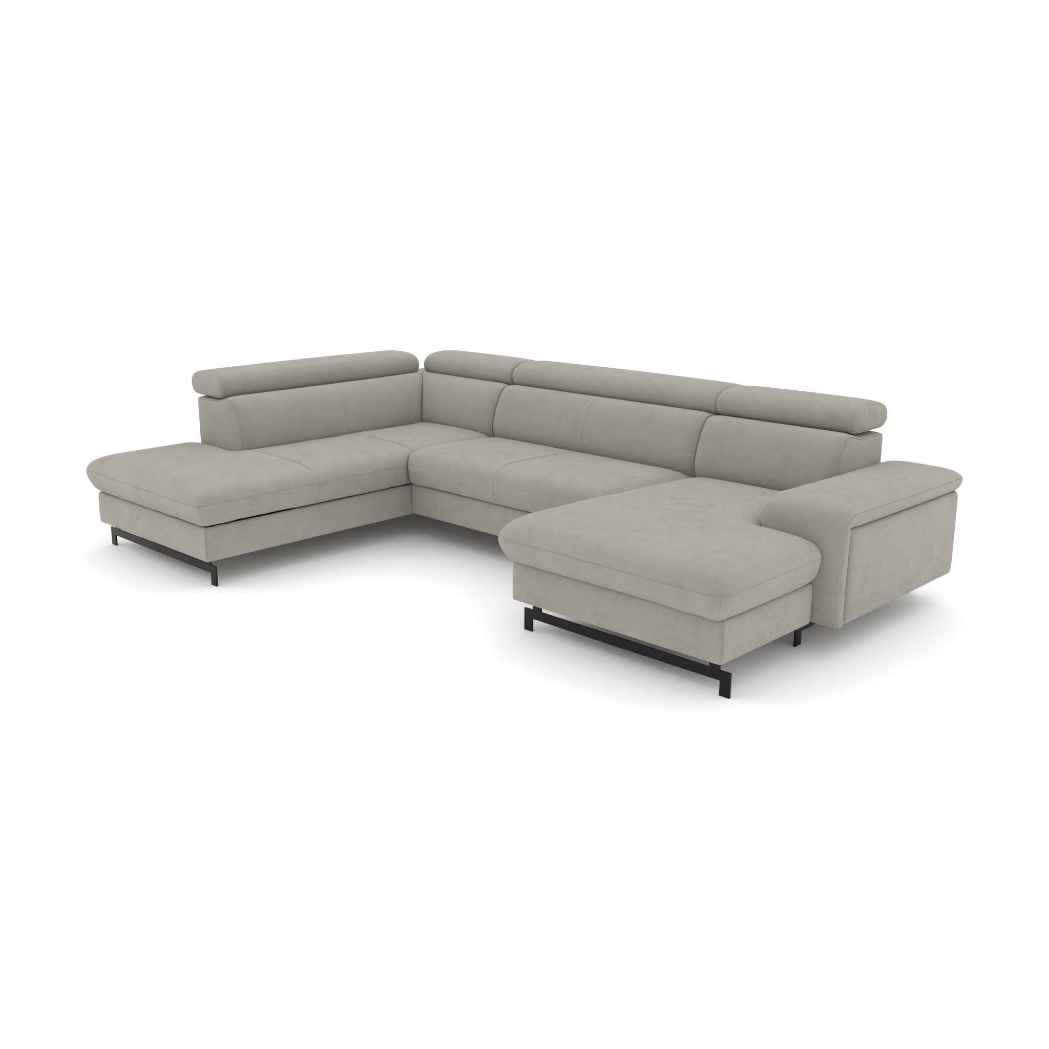 foamnova Wohnlandschaft Vaasa mit verstellbaren Kopfstützen, B 328 cm, Skandinavisch klar, Metallkufen, 6 Sitzplätze