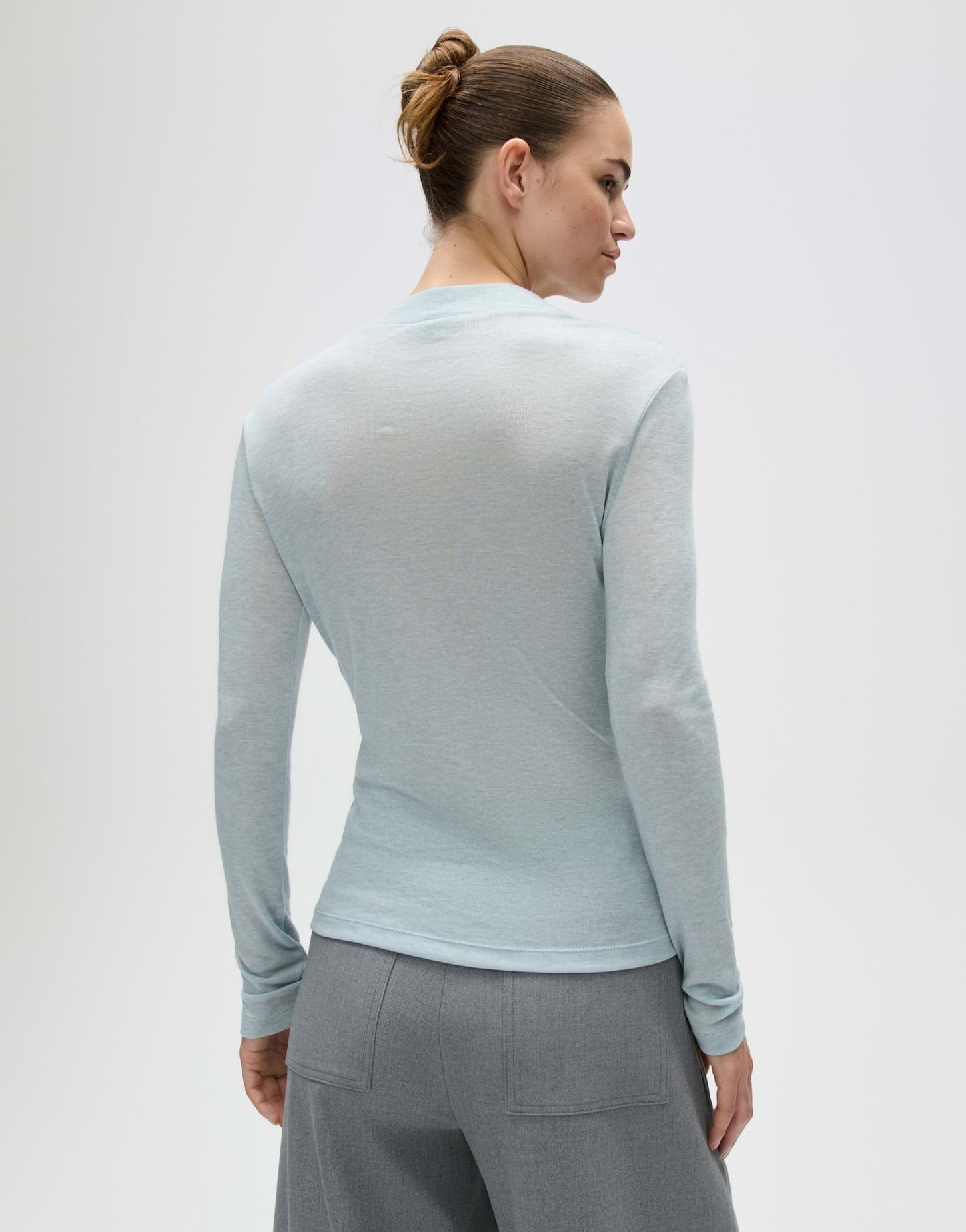 OPUS Langarmshirt Sewolli aus Jersey mit Rippstruktur Figurbetonte Silhouette mit Stehkragen und feiner Rippstruktur – Bild 3 von 5