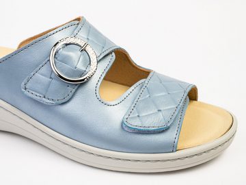 Franken-Schuhe 3040-F2 Farbe: sky Damen Pantolette (echt Leder) lose Einlage, Weite H
