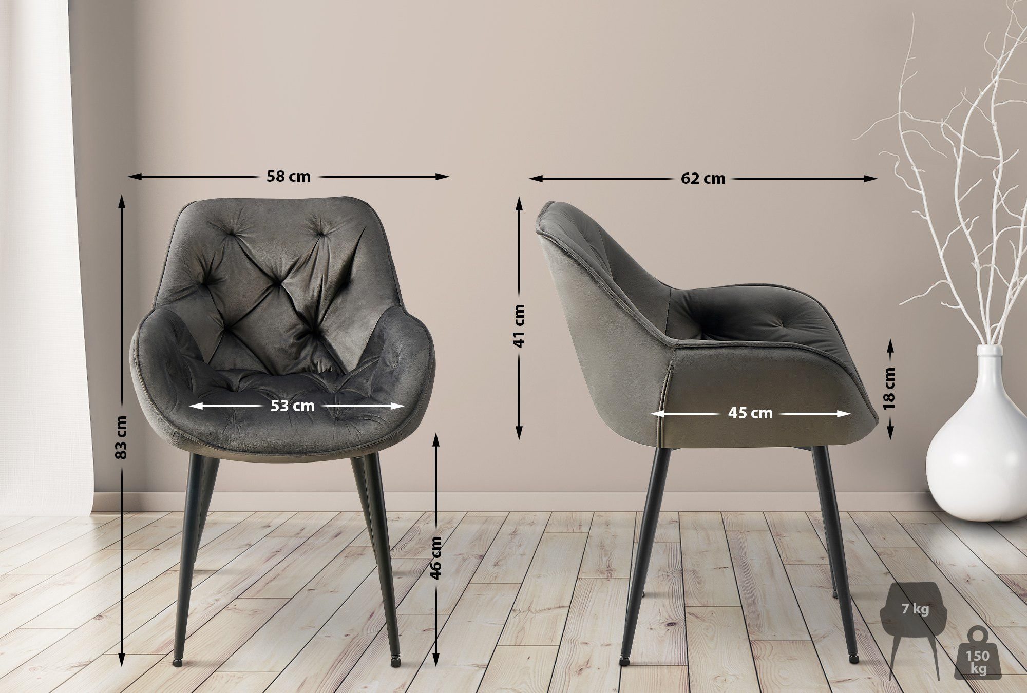 CLP Esszimmerstuhl Tanna Samt (2er Set), günstig online kaufen