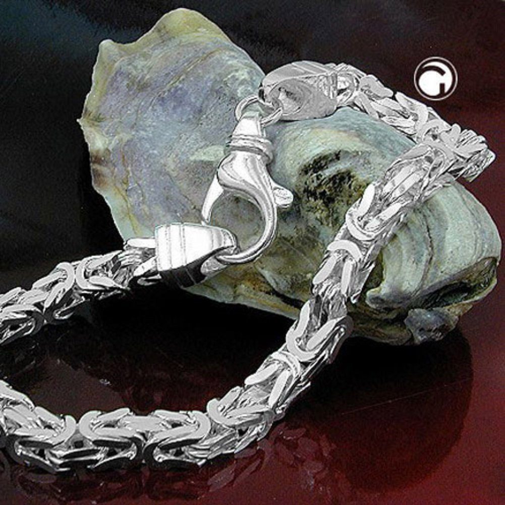 Armband 925 Herren Damen kleiner Silberschmuck Gliederarmband glänzend Silber 19 cm Königskette für unbespielt Schmuckbox, inklusive vierkant und