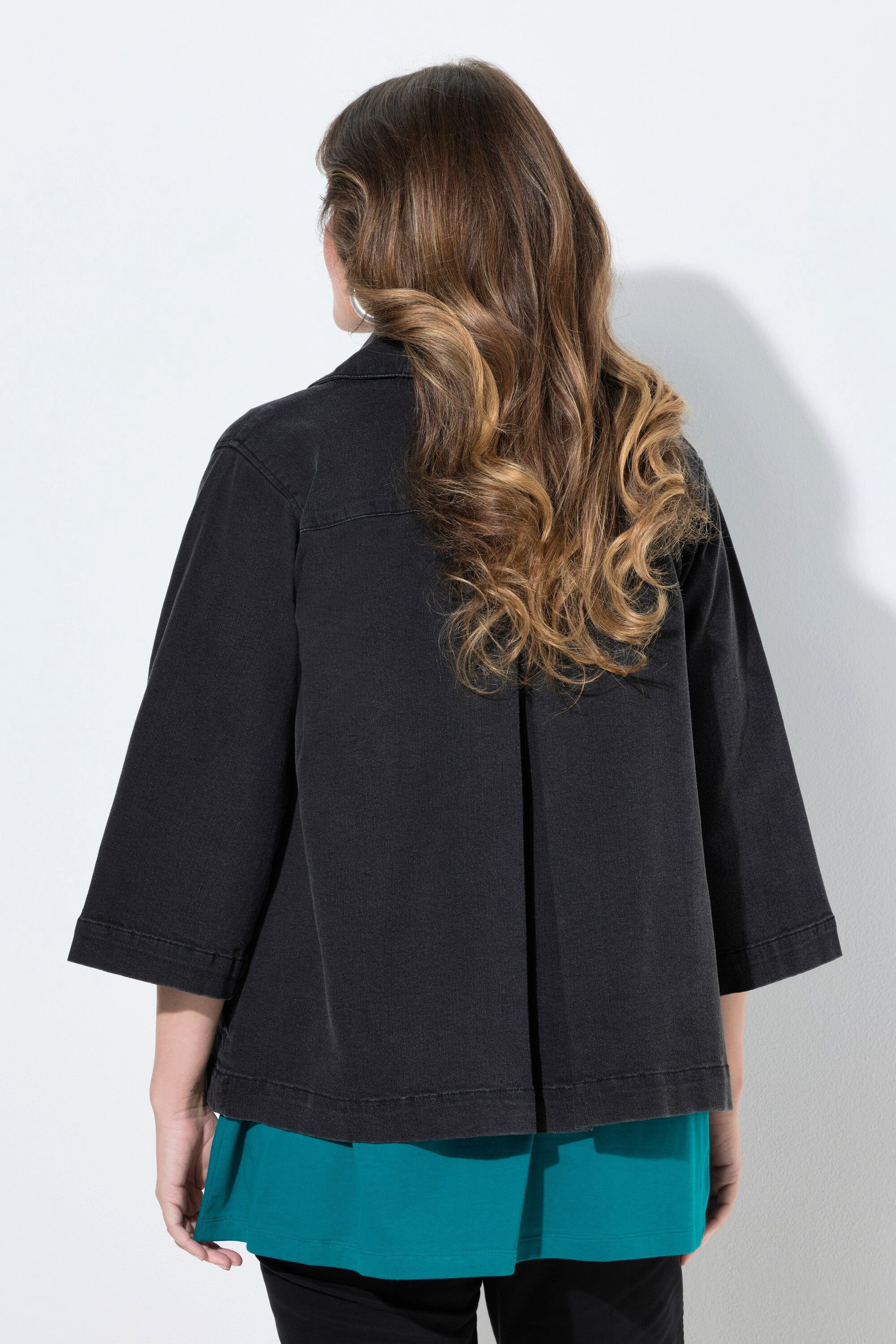 MIAMODA Sommerjacke Jeansjacke A-Linie Cape-Form Stehkragen