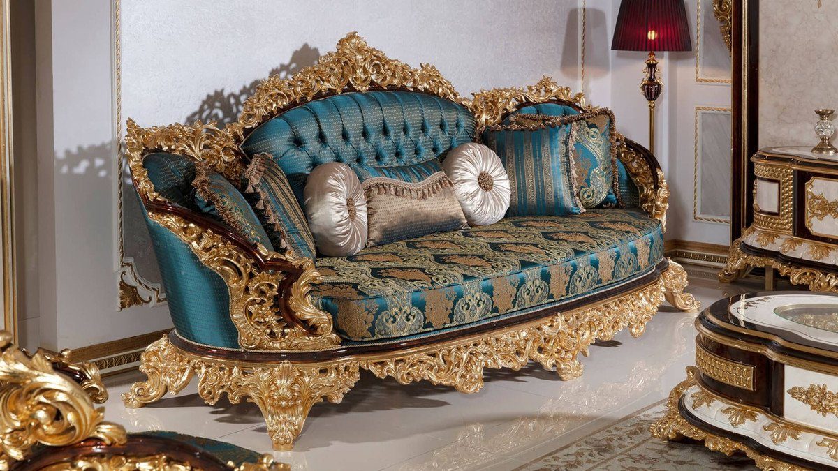 im Prunkvoll Beistelltische Luxus Möbel Braun 2 & Gold & - Edel - Barock Blau 2 Couchtisch Weiß Handgefertigte Padrino / 1 / Couchtisch 2 Casa Set - Barockstil & Sofas Sessel & /