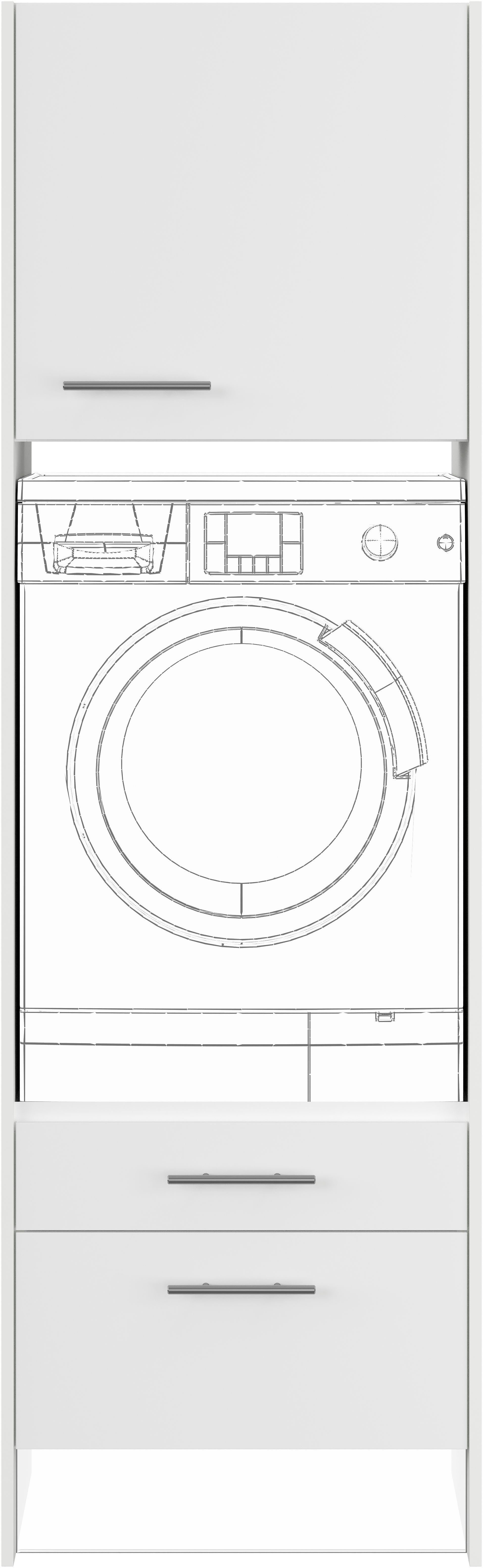 IMPULS KÜCHEN Waschmaschinenumbauschrank "Valencia", Breite/Höhe: 64/206,2 cm, mit Soft-Close mit Wangen, Schubka., Auszug, verstellb. Fachböden, Auflagen