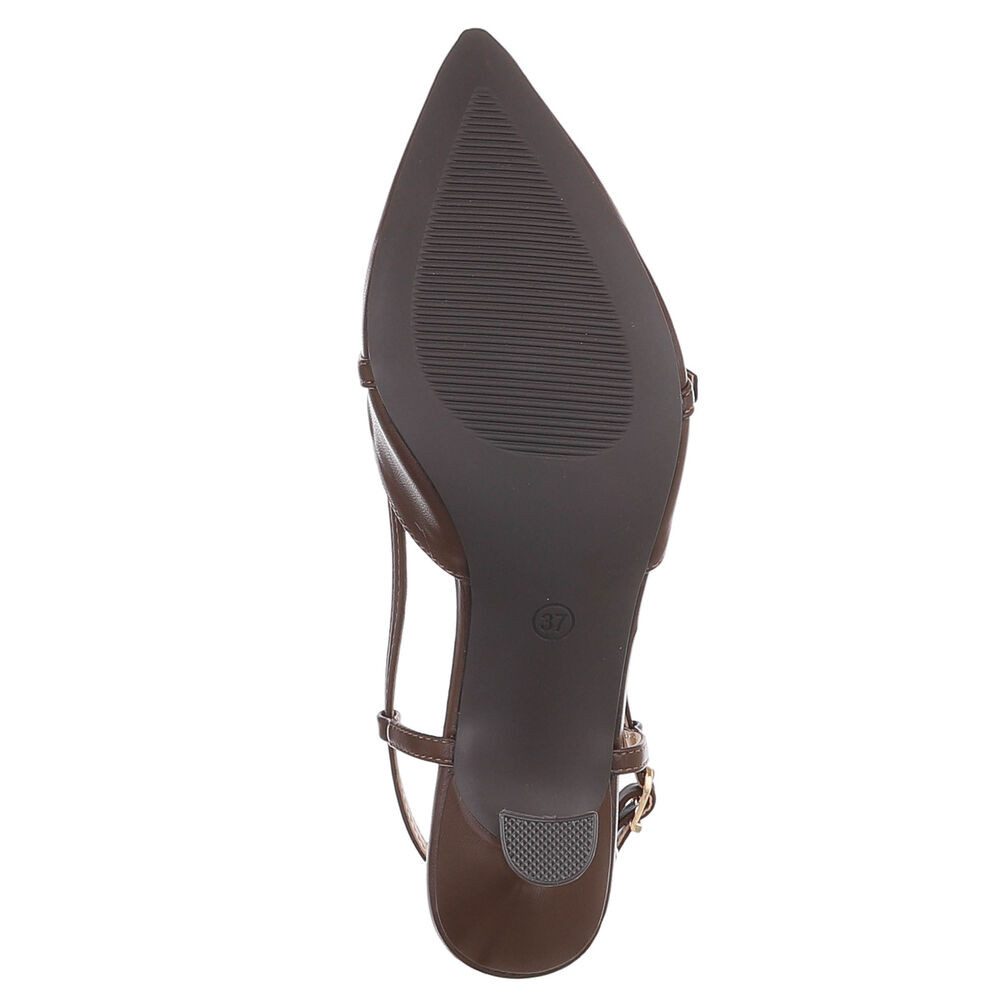 Ital-Design Damen Slingback-Pumps mit spitzer Spitze und Absatz Schnürpumps (91742456) Pfennig-/Stilettoabsatz Pumps in Braun – Bild 3 von 5