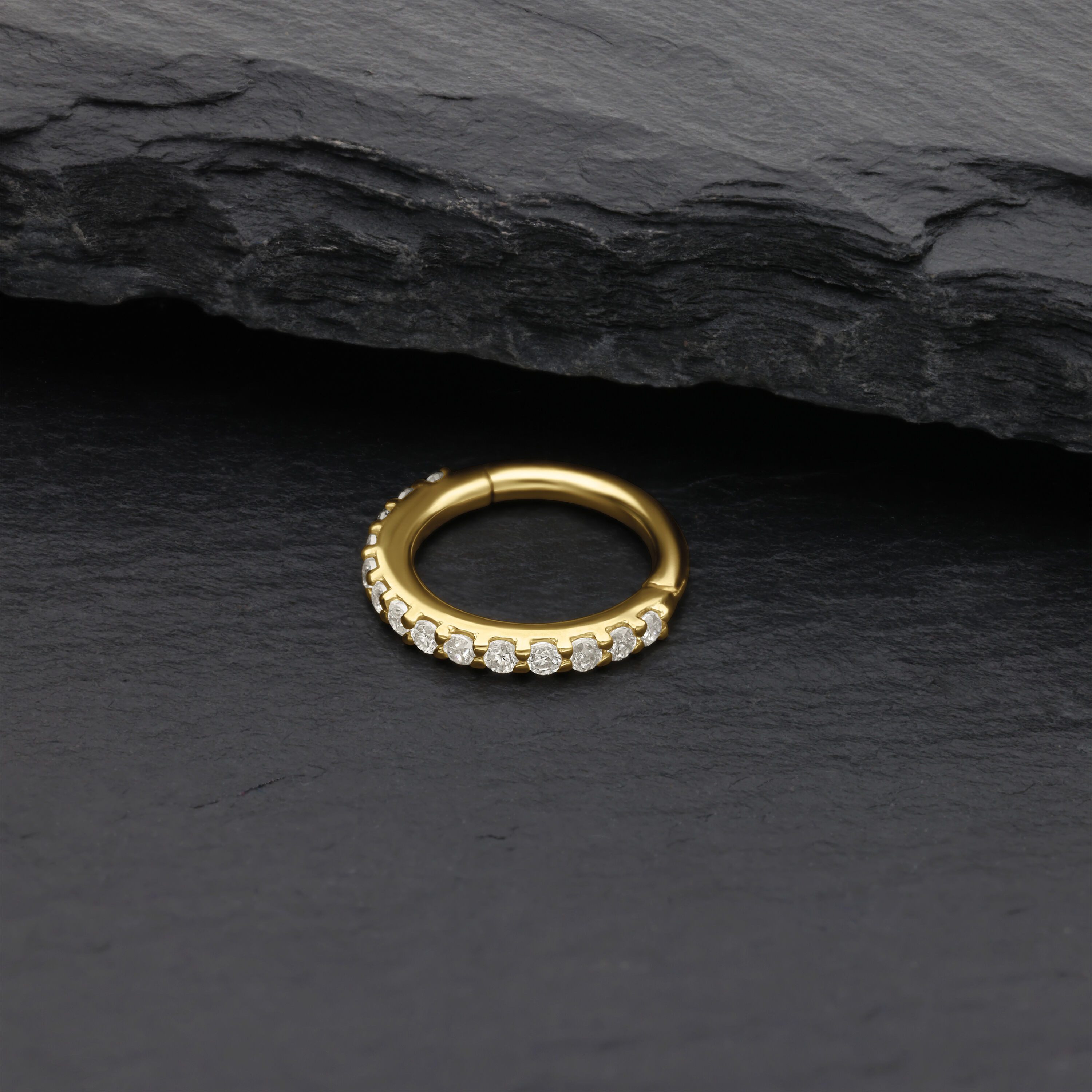Wildcat Nasenpiercing 14K Gold Crystal Hinged Ring für Ohr, Nase, Lippe, Bauchnabel, 1 Stück, 585er Gold - wasserfest, hautverträglich, Gold