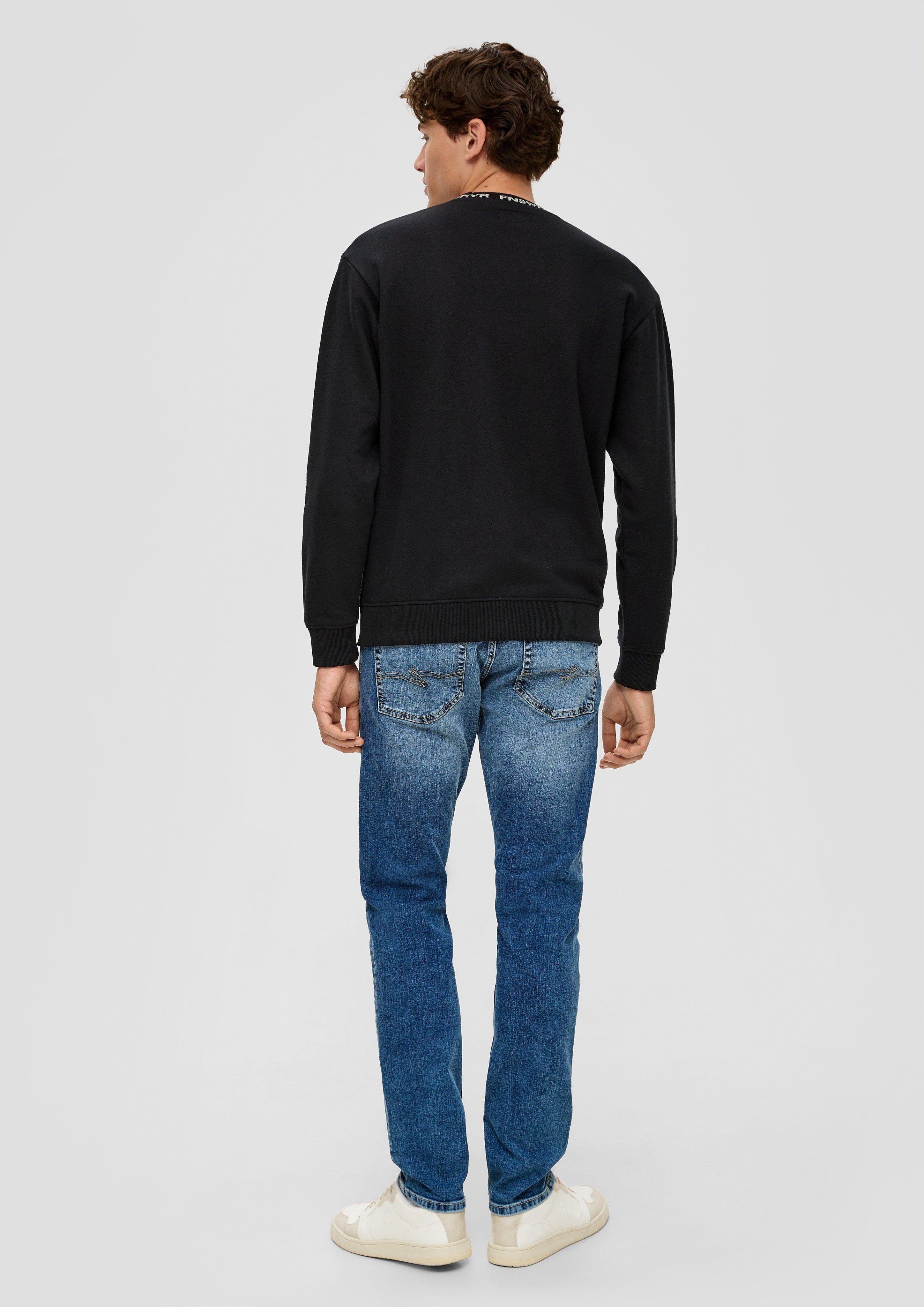 Jacquard-Blende mit Blende Sweatshirt Sweatshirt QS schwarz