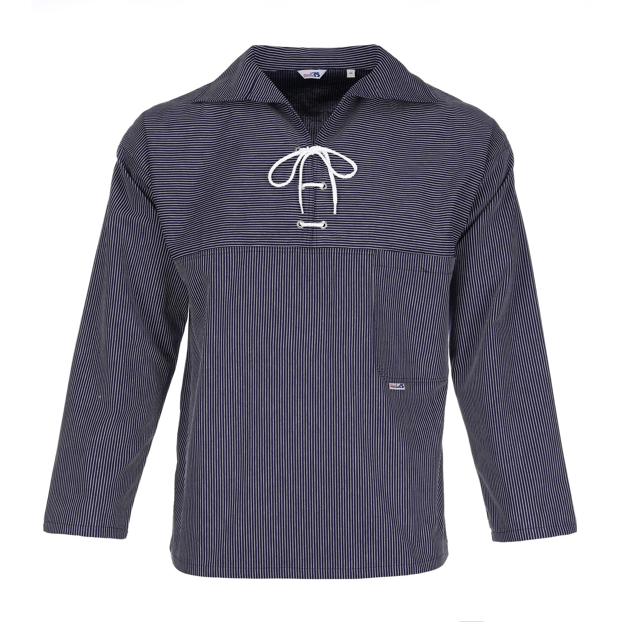 modAS Langarmhemd 1051 Unisex Original Takelhemd - Fischerhemd mit Kordelschnürung