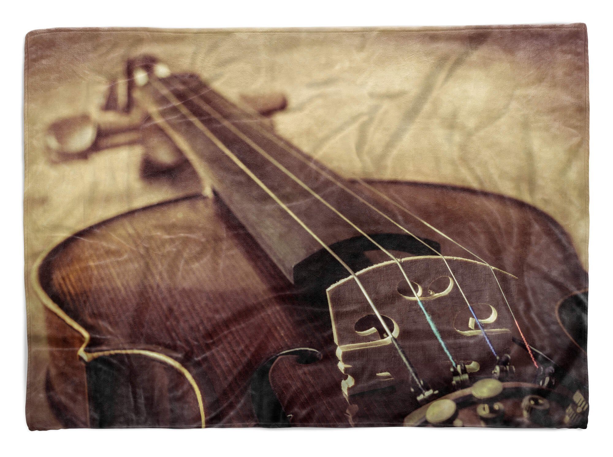 Kunstv, (1-St), Geige Fotomotiv Sinus Baumwolle-Polyester-Mix Kuscheldecke Musik Handtücher Saunatuch Strandhandtuch mit Art Handtuch Handtuch