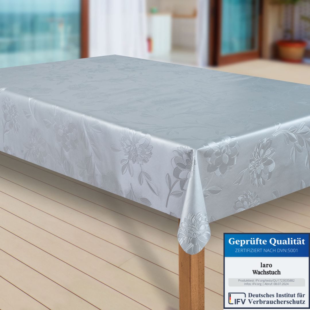 laro Tischdecke Wachstuch-Tischdecken Abwaschbar Dhalia Silber rechteckig günstig online kaufen