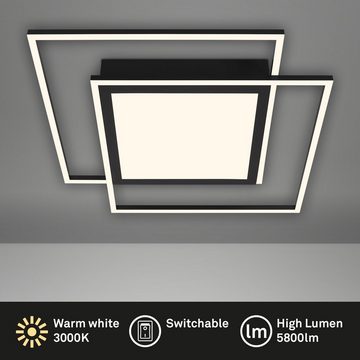 Briloner Leuchten LED Deckenleuchte 3740-015, LED fest verbaut, Warmweiß, Getrennt schaltbar, schwarz, 3000K warmweiß, 51 W  5800 lm, 51,5 cm