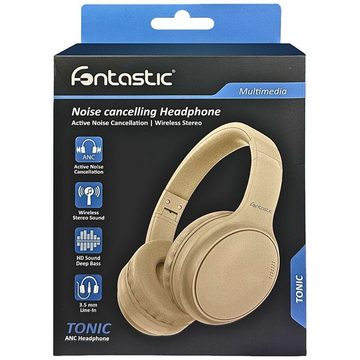 fontastic Kopfhörer "Tonic" mit ANC, Line-In creme Bluetooth-Kopfhörer (BT und Klinke)