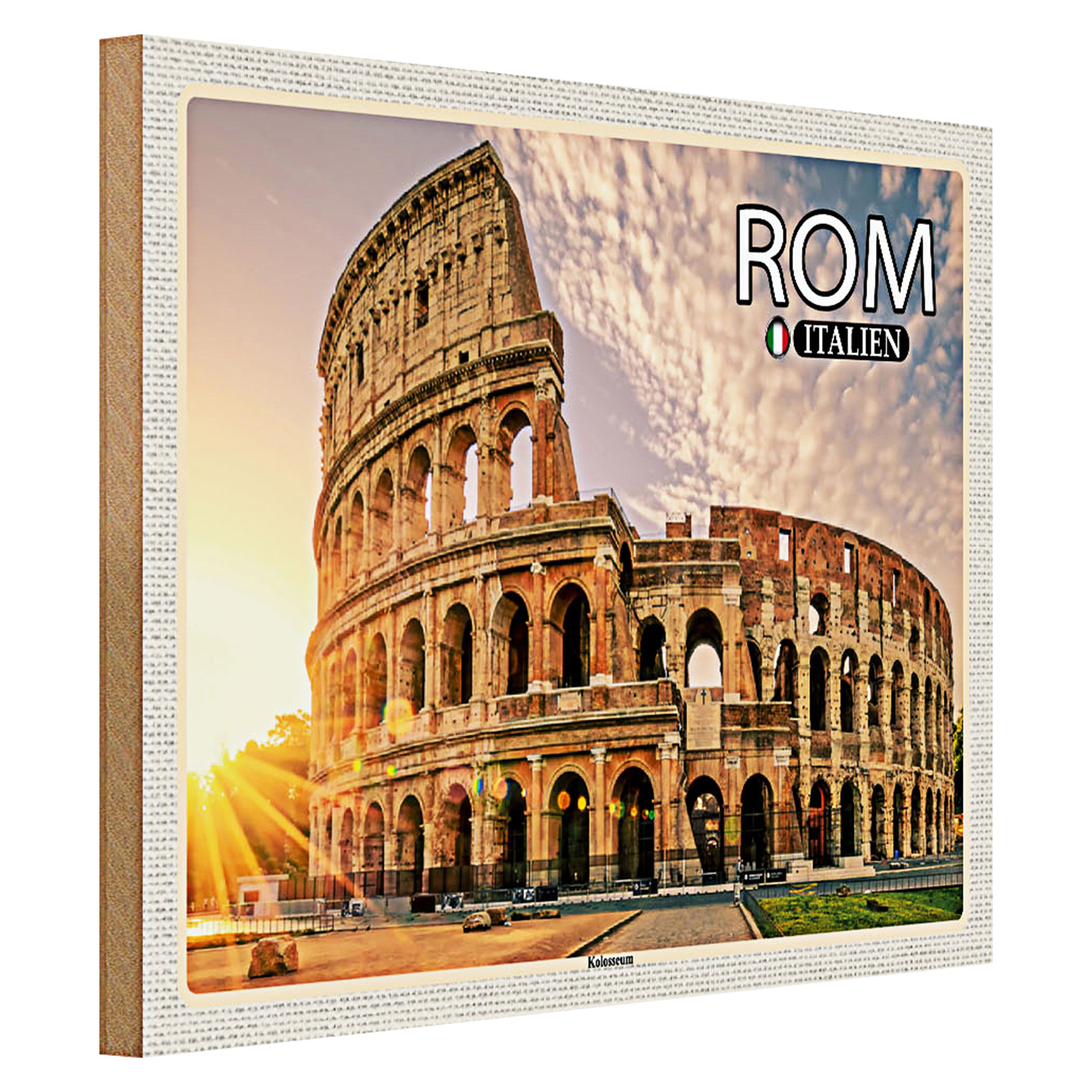 Roomando Holzbild Reise Rom Italien Kolosseum Architektur 40x30cm