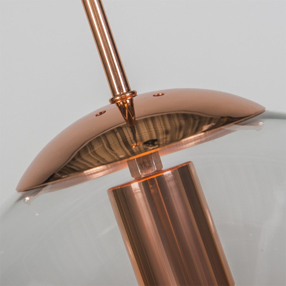 Qazqa Pendelleuchte Ball, ohne Leuchtmittel, Warmweiß, QAZQA Hängeleuchte, e27, Kupfer, Glas, Modern