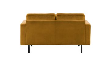 Home Collective Sofa Couch mit schwarzen Metallbeinen und modischem Veloursbezug, Zweisitzer Couch, 2er Sofa, Ockergelb