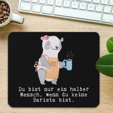 Mr. & Mrs. Panda Mauspad Barista Herz - Schwarz - Geschenk, Beruf, Arbeitszimmer, PC Zubehör, (1-St), Handgelenkschonend