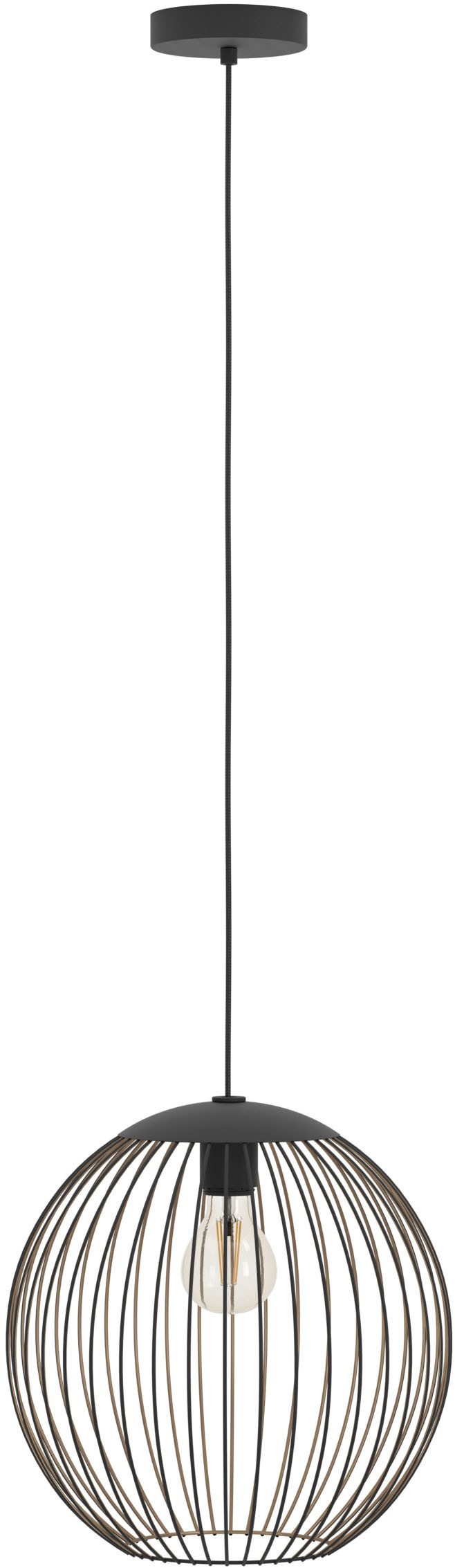 EGLO Hängeleuchte ALMANZORA Pendellampe - Stahl - E27 - 1X60W - IP20, ohne Leuchtmittel, Hängelampe, Deckenlampe, Wohnzimmer, Esszimmer, H110 x Ø32 cm