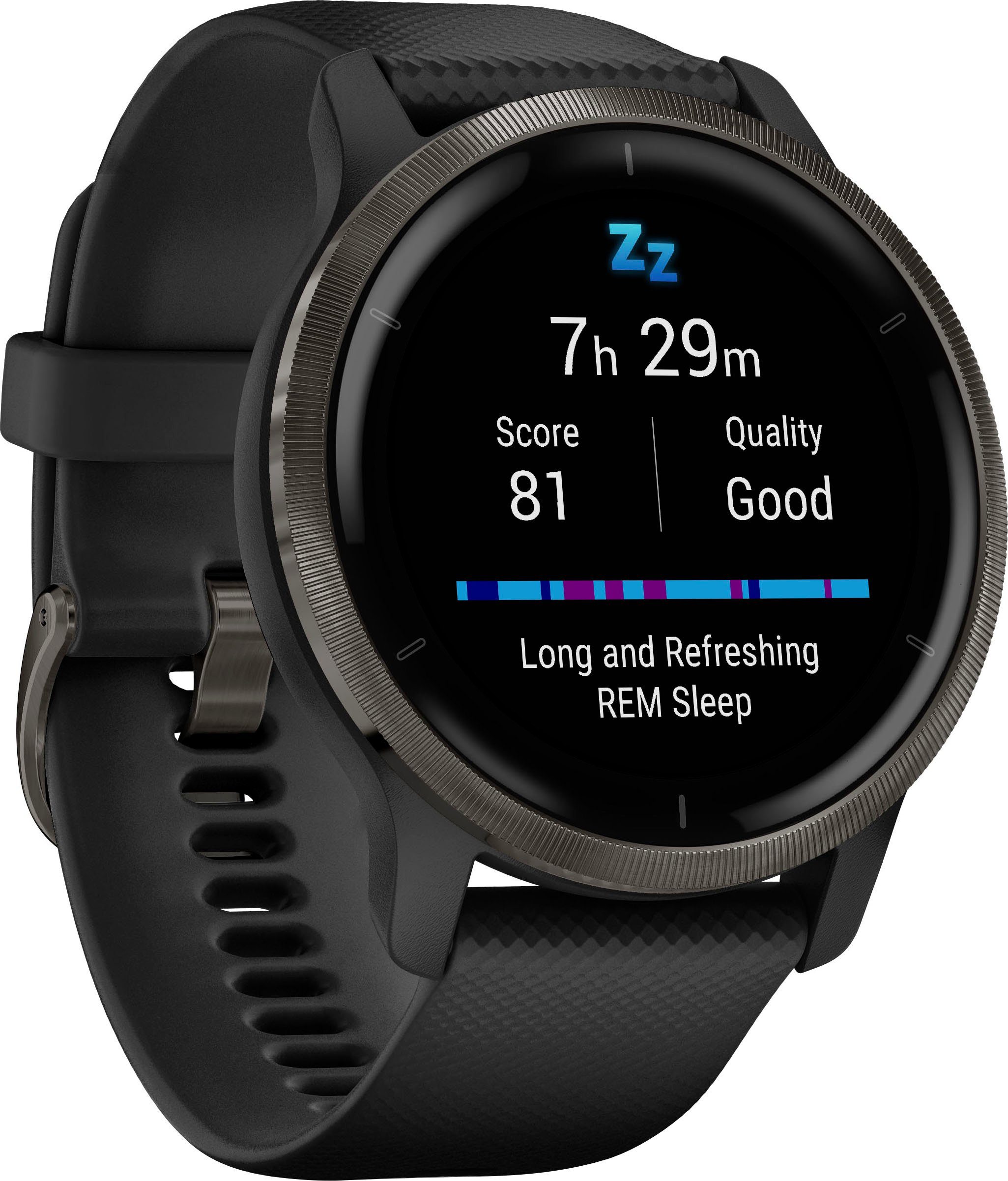 Garmin Venu 2 Smartwatch (3,3 cm/1,3 Zoll), 25 vorinstallierten Sport-Apps schwarz | schwarz