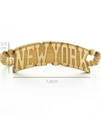 WOOD FELLAS Halsband WOOD FELLAS Mode-Schmuck trendige Holz-Kette mit Anhänger New York Hals-Schmuck Beige