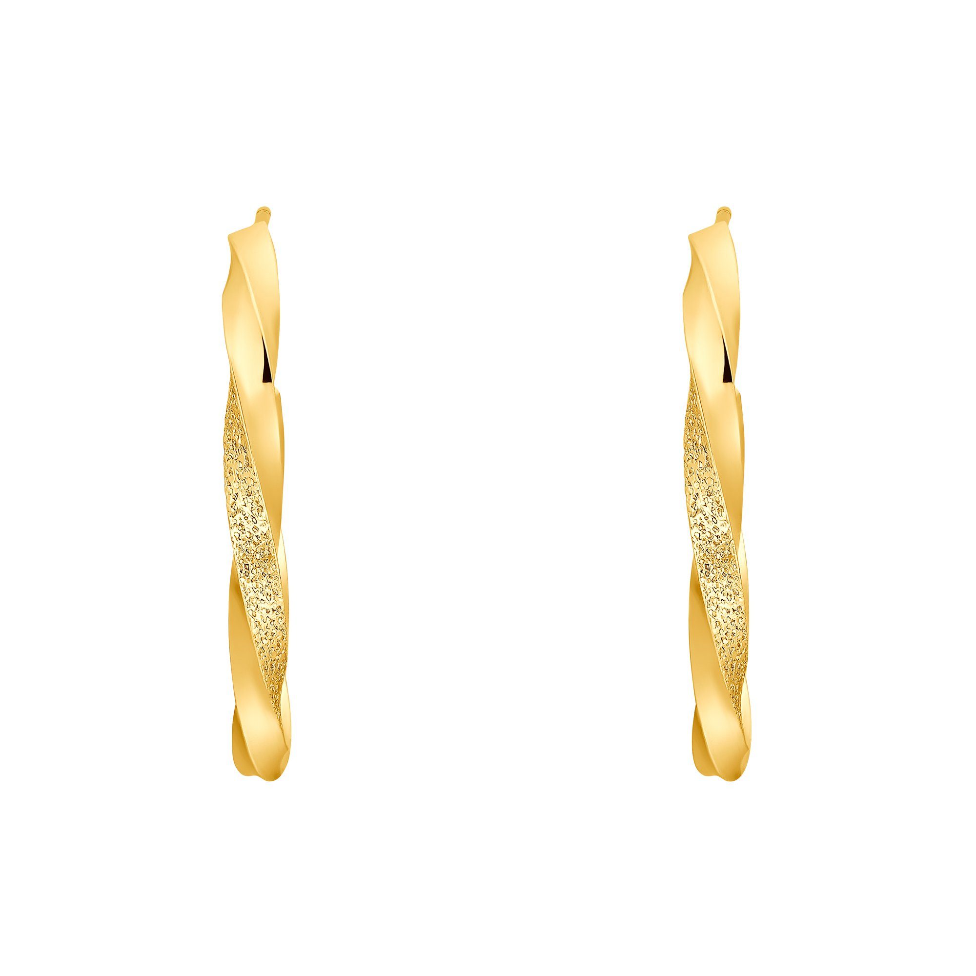 für (Ohrringe, Geschenkverpackung), poliert Ohrcreole goldfarben inkl. Paar Eni Frauen Ohrstecker Heideman