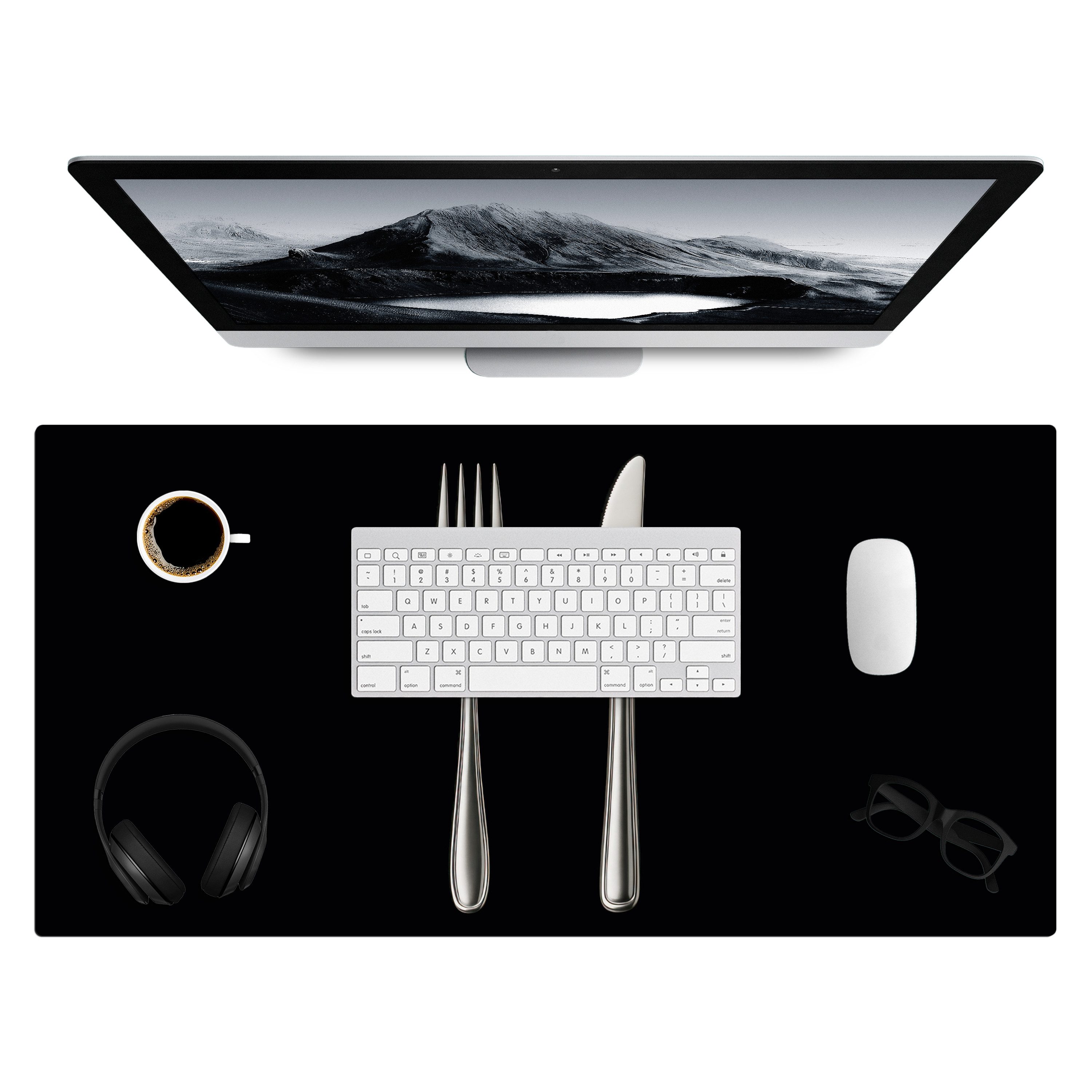 MuchoWow Gaming Mauspad Besteck - Klassisch - Elegant (1-St), Gaming Mauspad XXL, Schreibtischunterlage, Desk Mat Groß, 80x40 cm