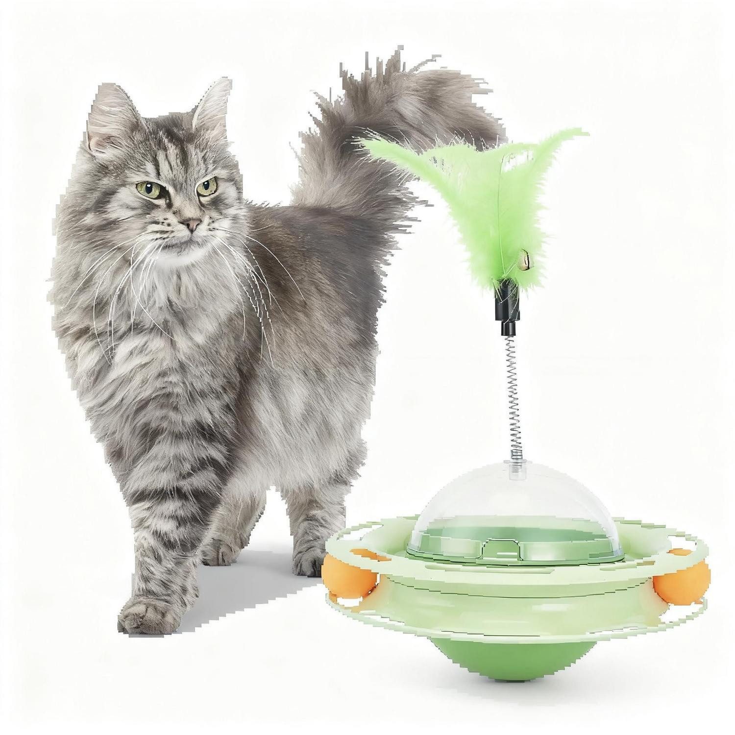 LuxusKollektion Tier-Aktivitätsspiel Katzenspielzeug 4in1 Intelligenz Fummelbrett Ball Feder, Kunststoff