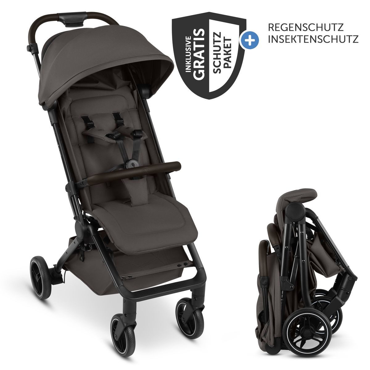 ABC Design Sport-Kinderwagen Ping 4 Trekking - Nut, Sportwagen mit Liegefunktion, Einhand-Faltung & Regenschutz bis 22 kg