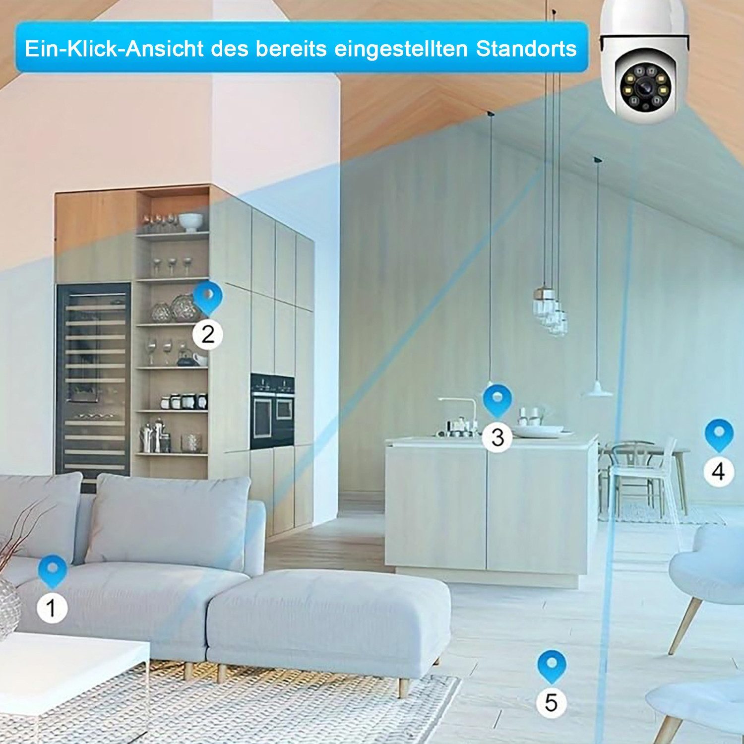 BoyKeep Surveillance Camera 1080P 5 GHz 360° Wireless D115 WLAN Camera Outdoor (Indoor, Outdoor, Outdoor Surveillance Camera)