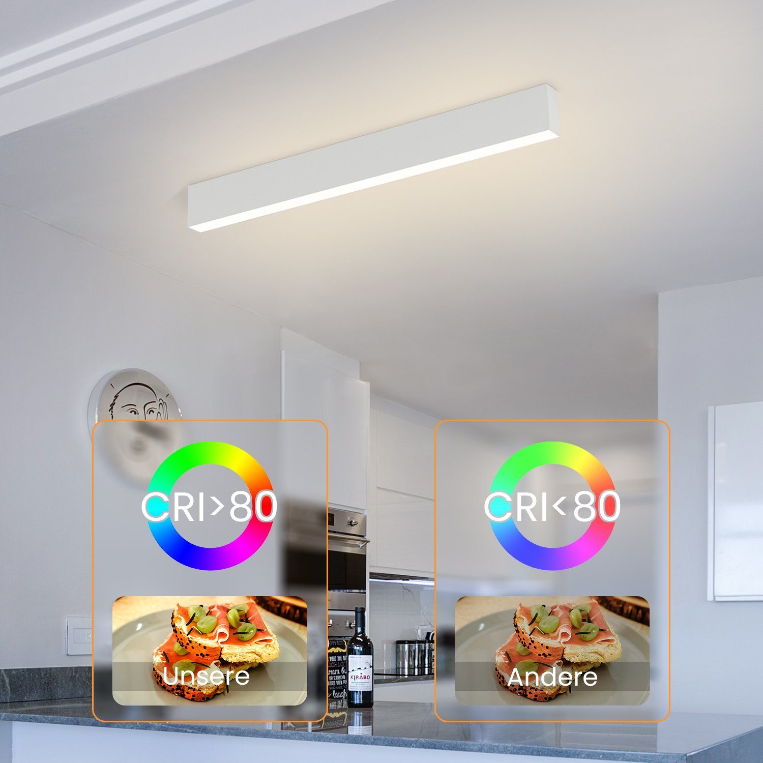 ZMH Deckenleuchte 50CM Modern mit 29W LED Dimmbar, integriert, Tageslichtweiß, Memoryfunktion, Farbwiedergabeindex 80, dimmbar, > Flimmerfrei Fernbedienung fest Deckenbeleuchtung