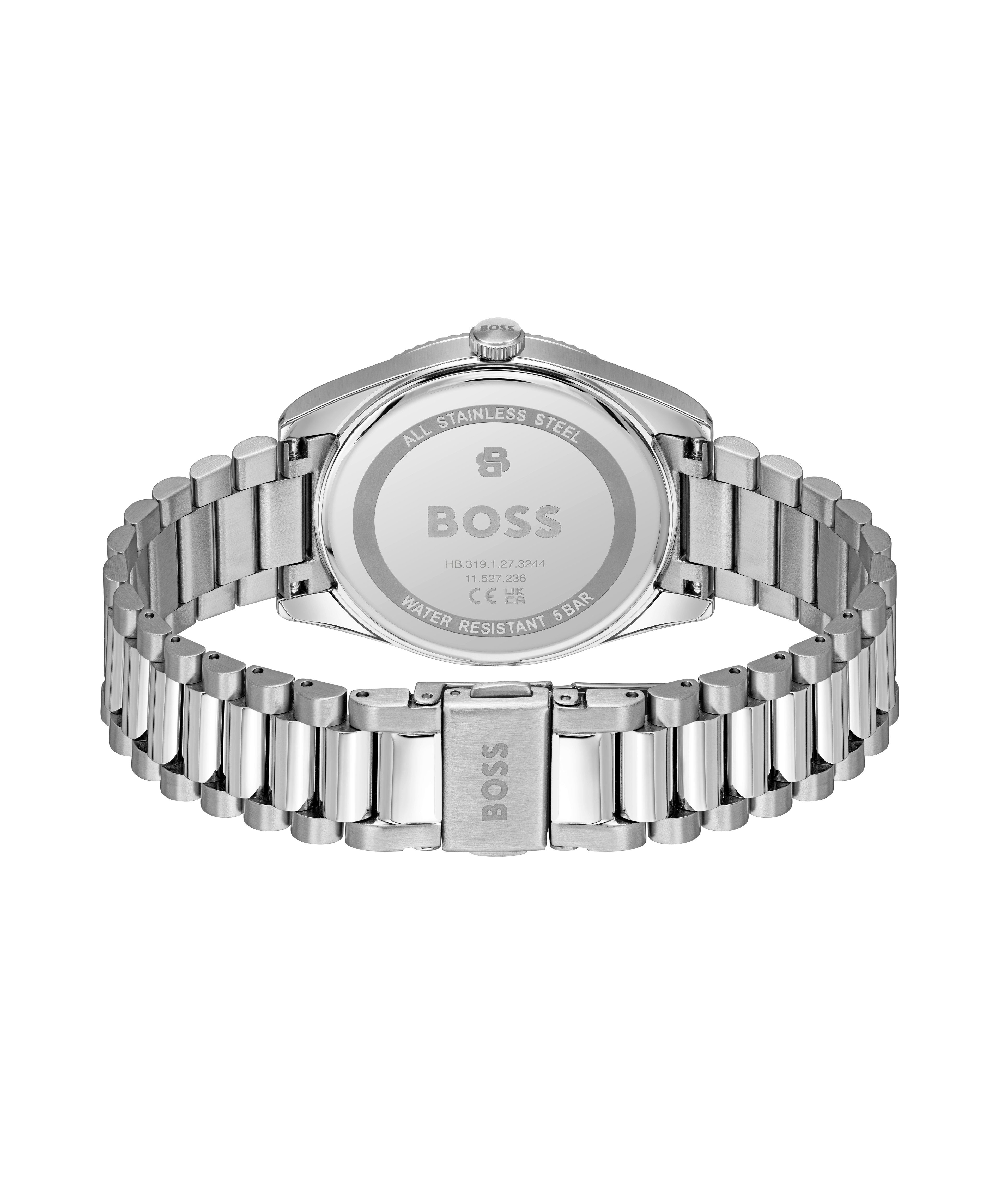 BOSS Quarzuhr CHESWICK 1514310, Armbanduhr, Herrenuhr, Edelstahlarmband, analog, Tag