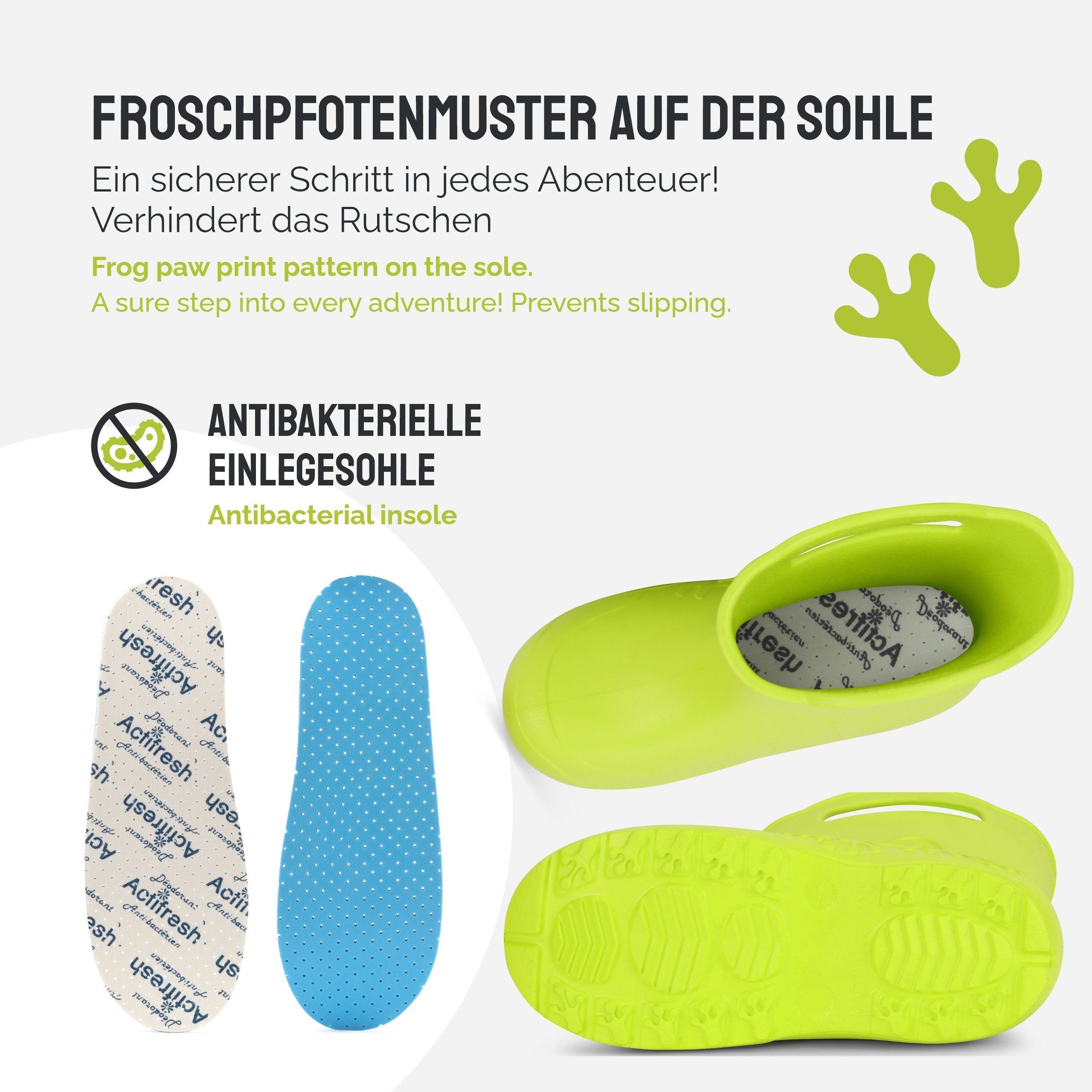 Ladeheid EVA Regenschuhe für Frauen LA-CA-09 Gummistiefel Damen federleichte Gartenschuhe mit Griffen