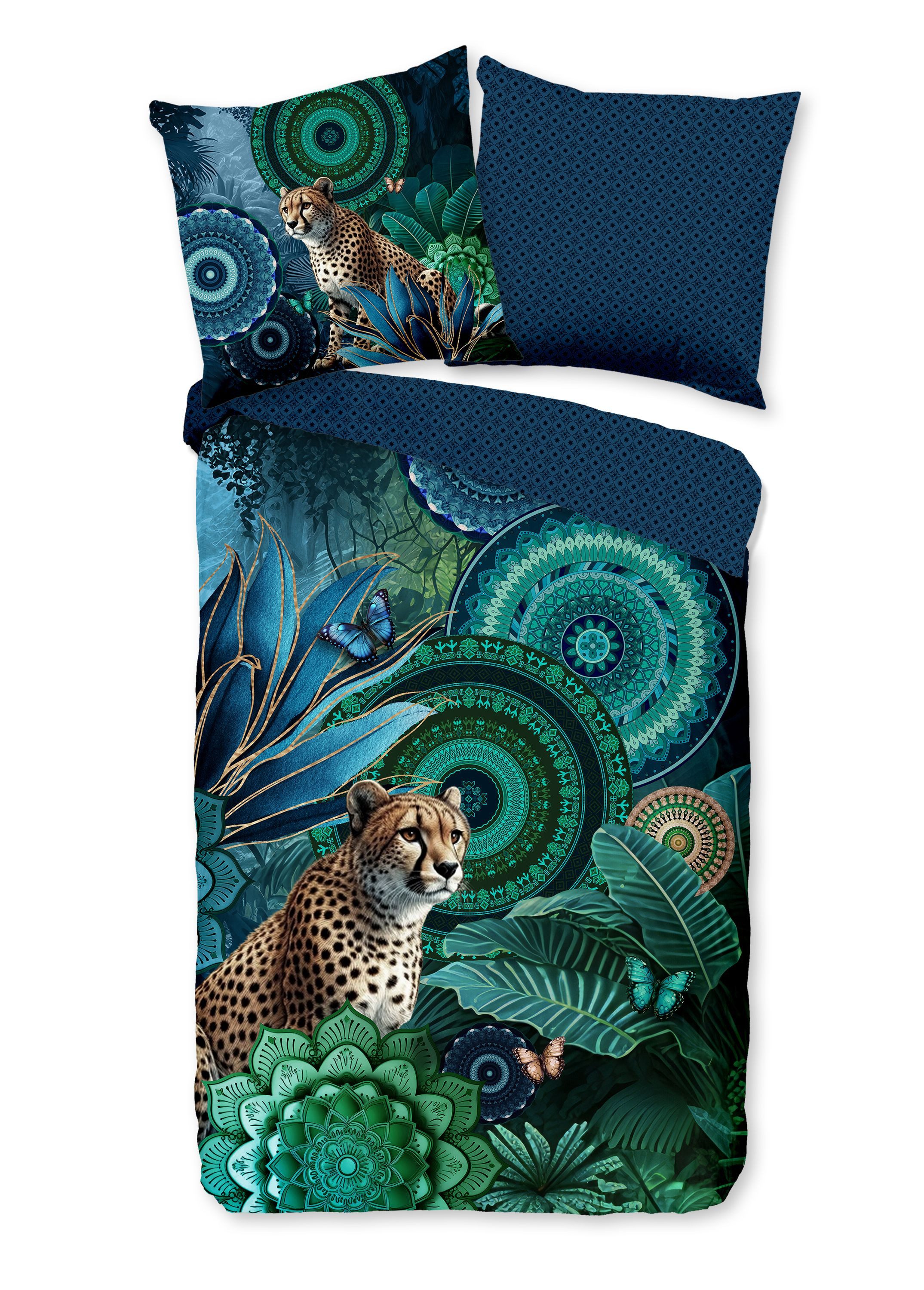 hip Bettwäsche Comfort Baumwolle, Flanell, 2 teilig, Mandalas,Leopard,blau,grün, Wendebettwäsche