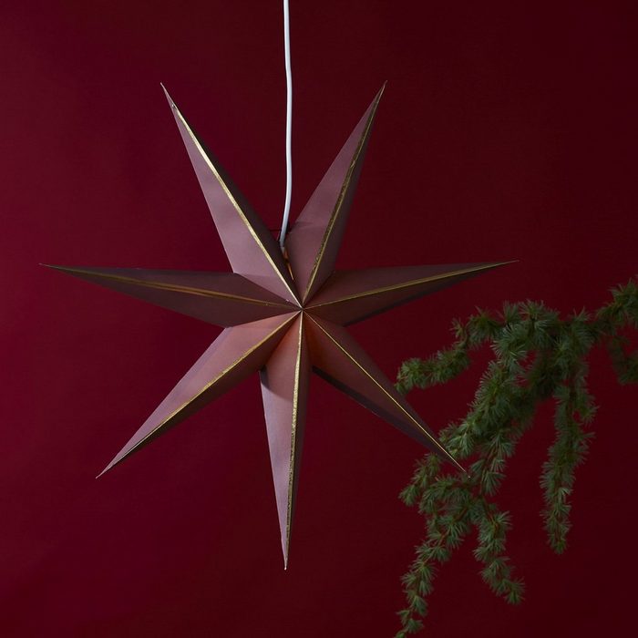 STAR TRADING LED Stern Papierstern Lysa Weihnachtsstern Deko Leuchtstern D: 60cm 7-zackig rot gold