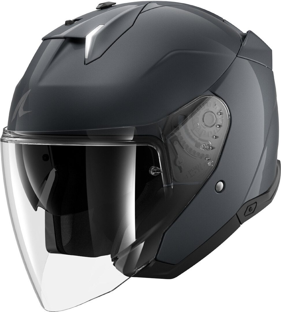 Shark Motorradhelm Skwal i3 Jet Blank Jethelm, vorbereitet für Kommunikationssystem,integriertes Sonnenvisier