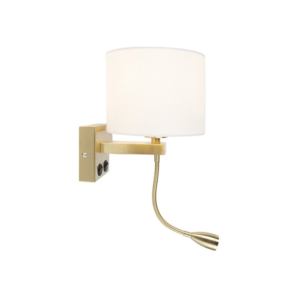 Qazqa LED Leselampe Brescia combi, Dimmbar, LED wechselbar, Extra-Warmweiß, QAZQA Lese­leuchte, e27, Weiß, Stahl, Art Deco