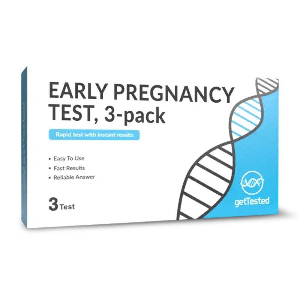 GetTested International AB Schwangerschaftstest Frühtest Schwangerschaftstest, 3er-Pack, 1 Messparameter, Mehrfachtest, 1-tlg., 3er-Pack Schwangerschafts-Frühtest, Frühtest bis zu 6 Tage vor Periodenbeginn