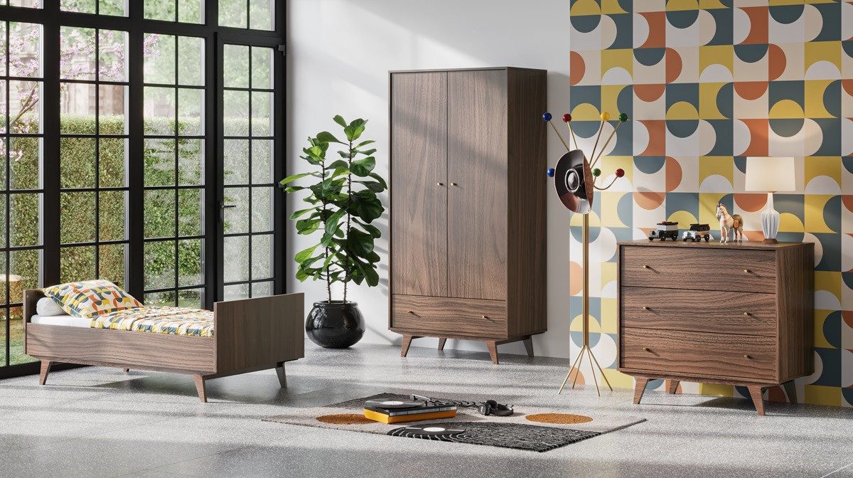 QMM TraumMöbel Babyzimmer-Komplettset Maddy, (Set, 4-tlg., Kleiderschrank 2-türig; Bett 70x140; Kommode; Wickelansatz)