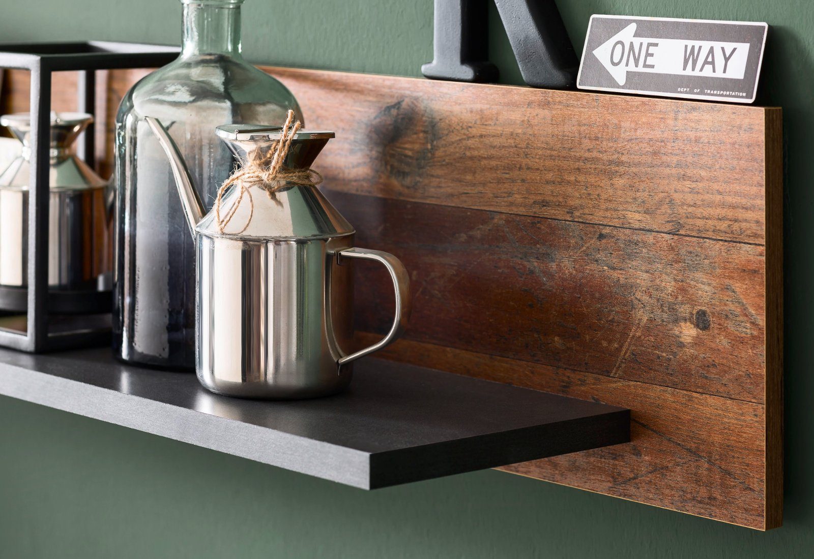 trendteam Wohnwand Indy, (in Used Wood Dekor mit grau, Set 2-teilig, 139 x 185 cm), Altholz Design