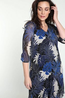 Cassis A-Linien-Kleid Kurzes Plisseekleid Mit Blumenmuster (1-tlg)