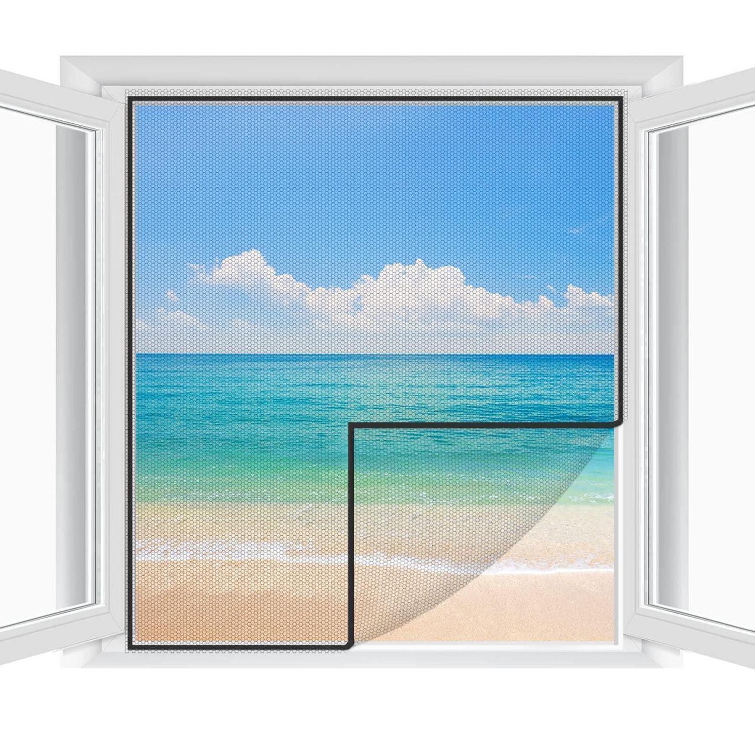 Insektenschutz-Fensterrahmen Fliegengitter Fenster 2er 250x150cm Schwarz-antihaft-klettverschluss