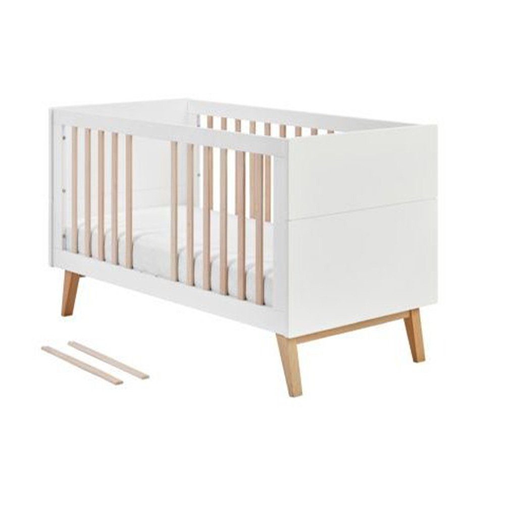 Babybett Gitterbett COAST, weiss/natur oder grau/natur, 140x70cm, umbaubar