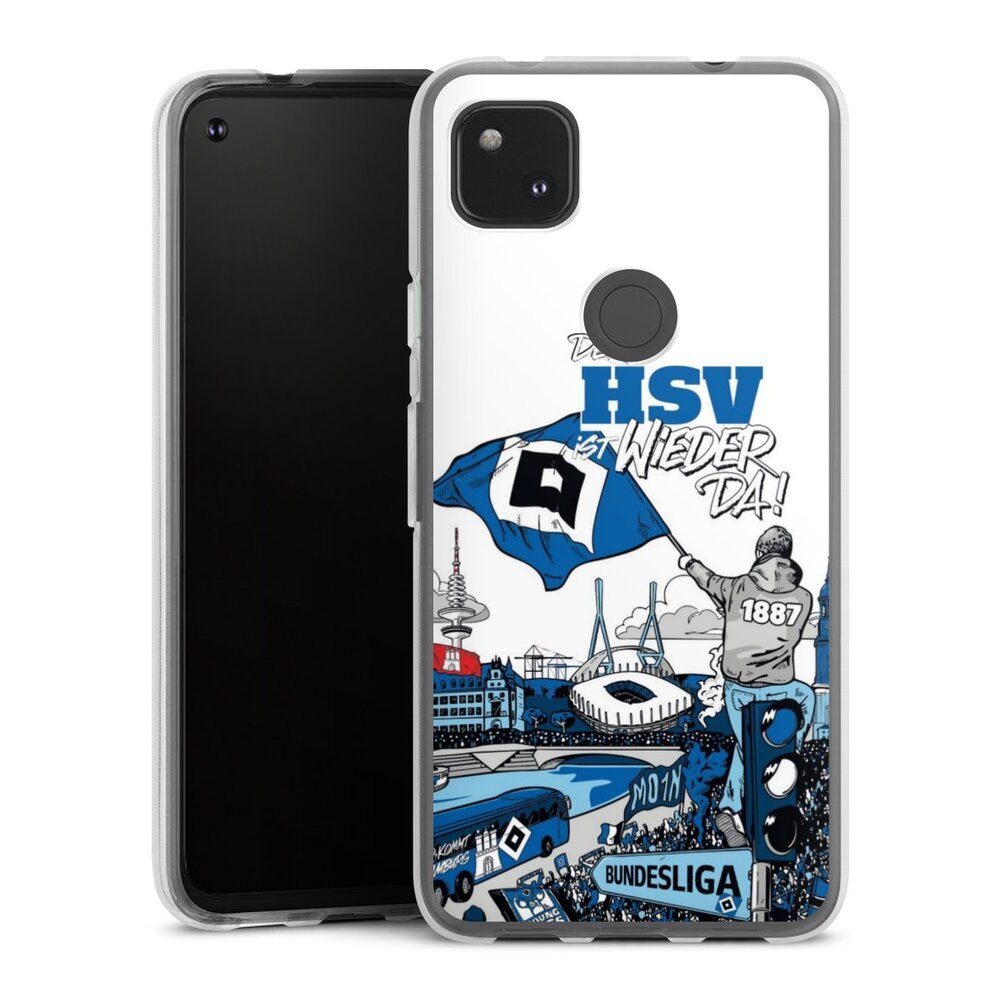 DeinDesign Handyhülle Hamburger SV Offizielles Lizenzprodukt Aufstieg, Google Pixel 4a Silikon Hülle Bumper Case Handy Schutzhülle