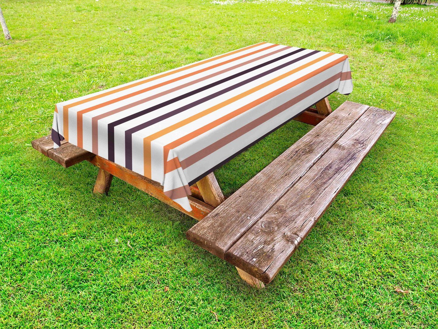 Abakuhaus Tischdecke dekorative waschbare Picknick-Tischdecke, Zimt Vertikale Muster Stripes