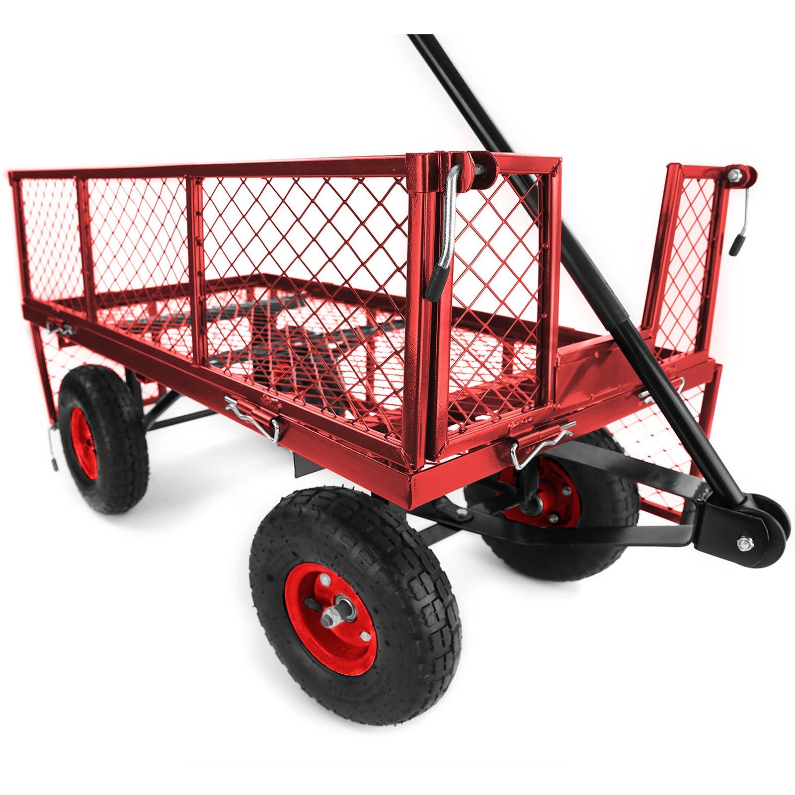 RAMROXX Bollerwagen Transport Gitterwagen Seitenteile Rot 300kg klappbar bis Handwagen